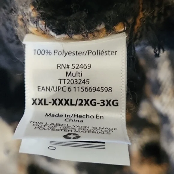 Leopard Print Poncho with Black Fringe - Picture 6 of 7